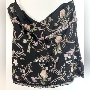 Vintage Express Design Studio Beaded Brocade Strapless Top